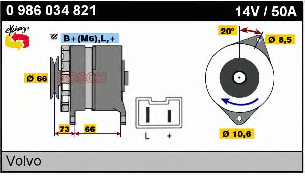 Alternador 0986034821 Bosch