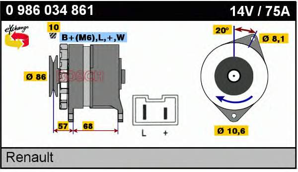 Alternador 0986034861 Bosch