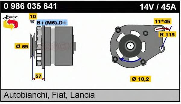 Alternador 0986035641 Bosch