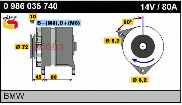 Alternador 0986035740 Bosch