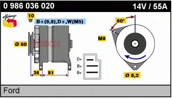 0986036020 Bosch Alternador de coche