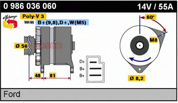 Alternador 0986036060 Bosch