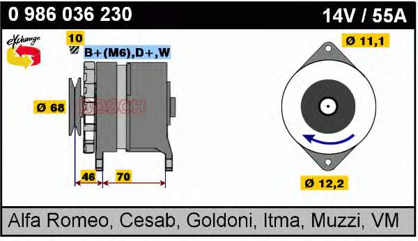 0120488195 Bosch Alternador de coche