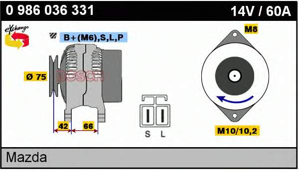 Alternador 0986036331 Bosch