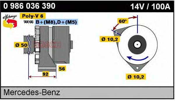 Alternador 0986036390 Bosch