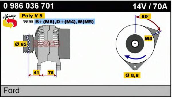 Alternador 63321695 Ford