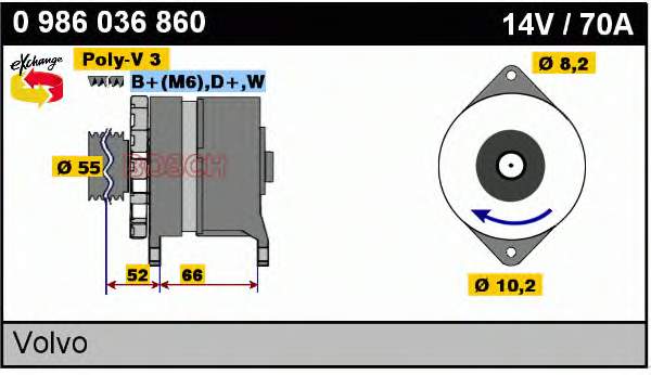 Alternador 0986036860 Bosch