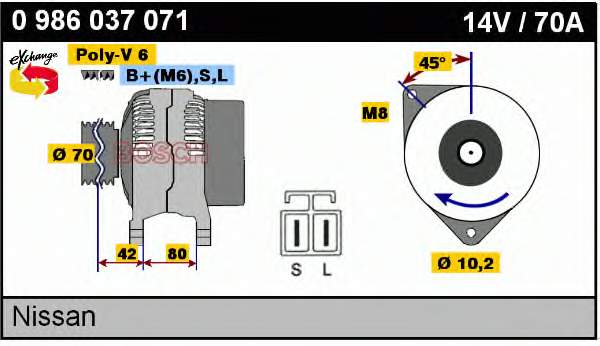 Alternador 0986037071 Bosch