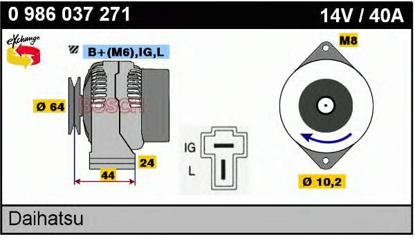 Alternador 0986037271 Bosch