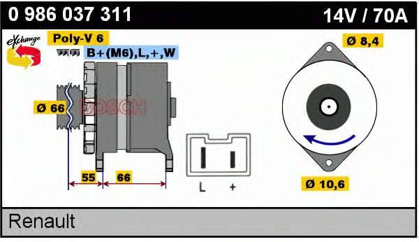 Alternador 0986037311 Bosch