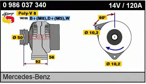 Alternador 0986037340 Bosch