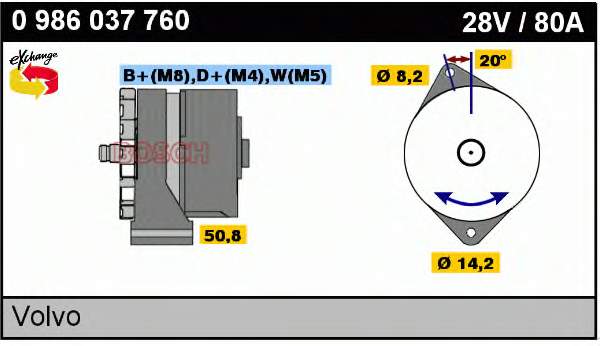 Alternador 0986037760 Bosch