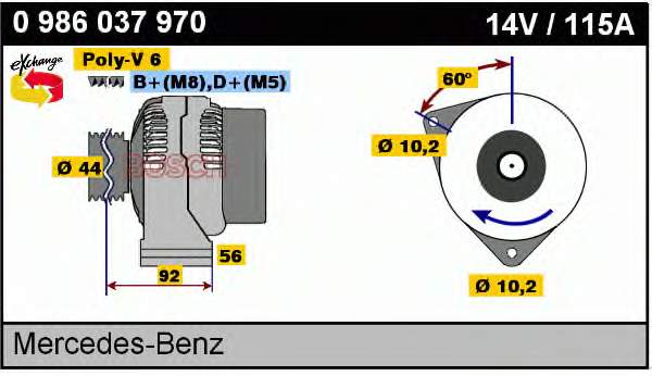 Alternador 0986037970 Bosch