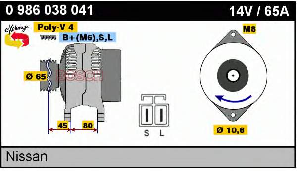 Alternador 0986038041 Bosch