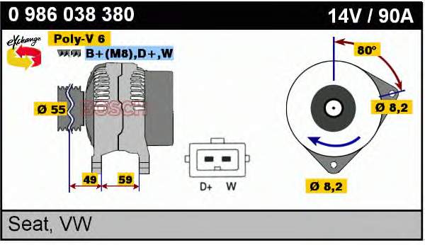 0986038380 Bosch Alternador de coche