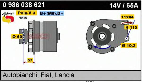 0986038621 Bosch alternador