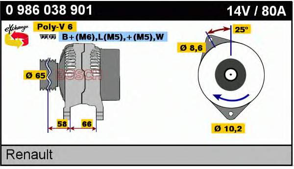 0986038901 Bosch alternador