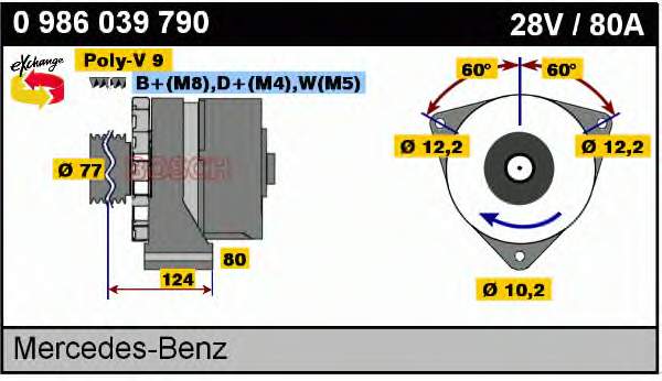 Alternador 0986039790 Bosch