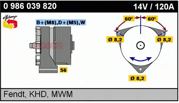 Alternador 0986039820 Bosch