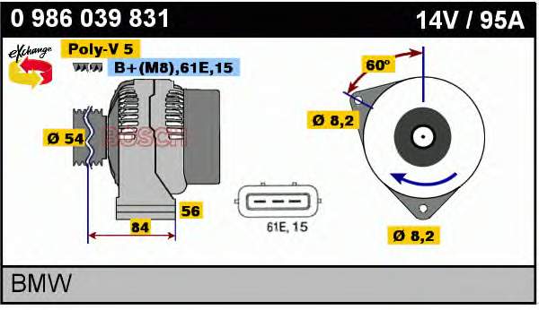 0986039831 Bosch Alternador de coche