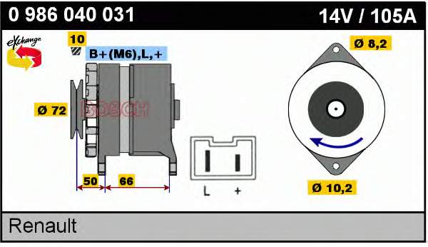 Alternador 0986040031 Bosch