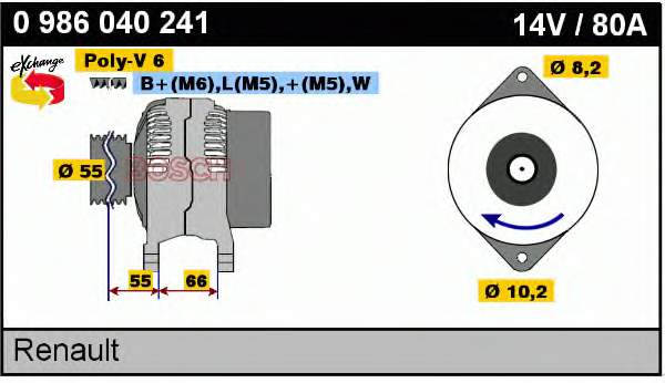 Alternador 0986040241 Bosch