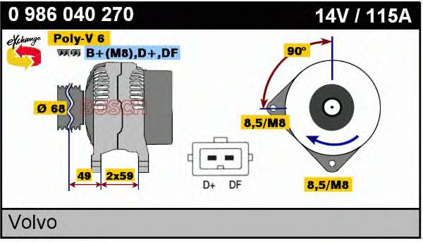 Alternador 0986040270 Bosch