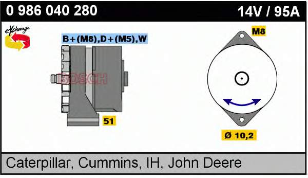 Alternador 0986040280 Bosch