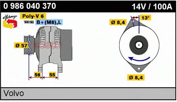 Alternador 0986040370 Bosch