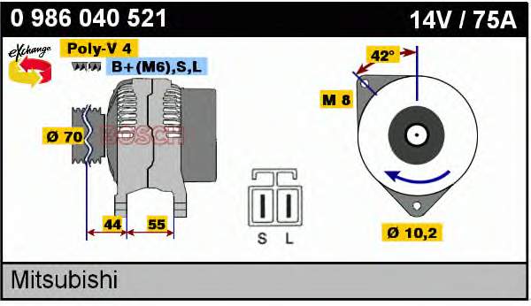 Alternador 0986040521 Bosch