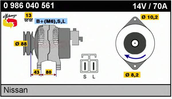 Alternador 0986040561 Bosch