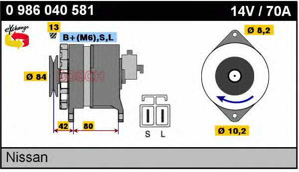 0986040581 Bosch Alternador de coche