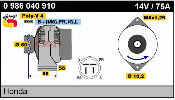 0986040910 Bosch alternador