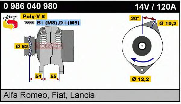 Alternador 0986040980 Bosch