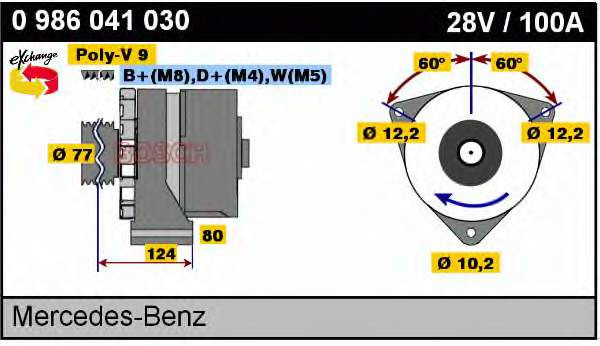 Alternador 0986041030 Bosch