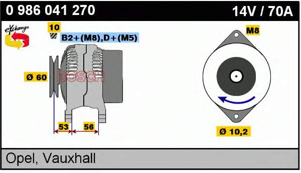 Alternador 0986041270 Bosch