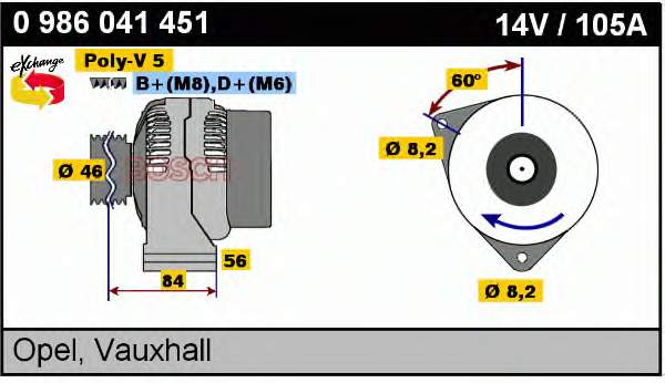 Alternador 0986041451 Bosch