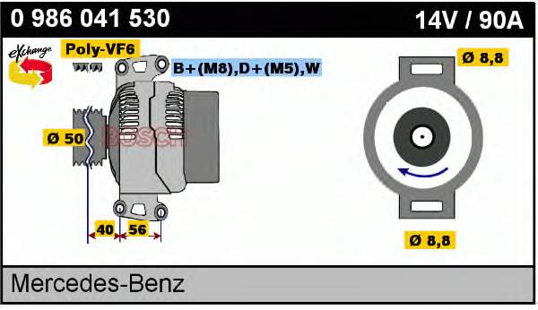 Alternador 0986041530 Bosch