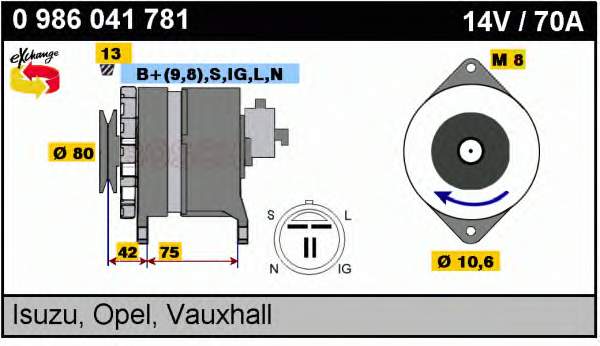 Alternador del motor Bosch 0986041781 precio, desde 158,15 EUR