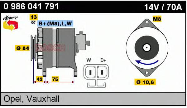 Alternador del motor Bosch 0986041791 precio, desde 137,64 EUR