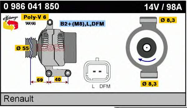 Alternador 0986041850 Bosch