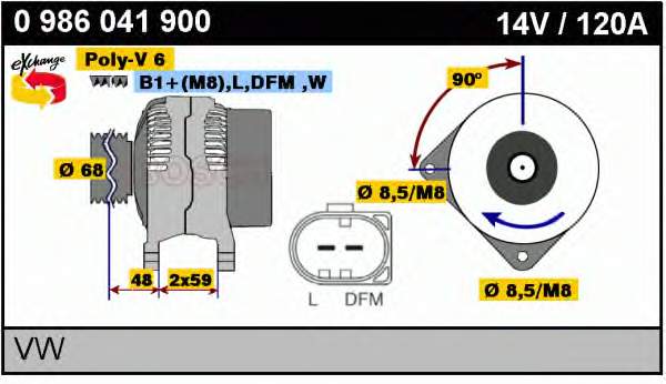 Alternador 0986041900 Bosch