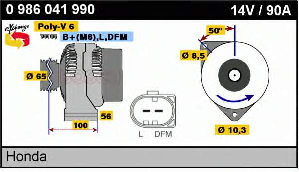 0 986 041 990 Bosch alternador