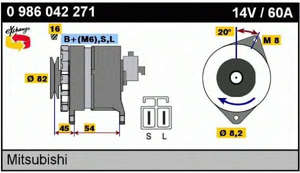 Alternador 0986042271 Bosch