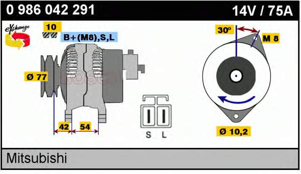 0986042291 Bosch Alternador de coche