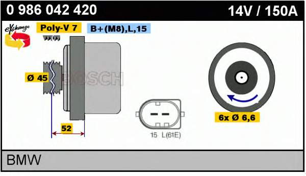 Alternador 0986042420 Bosch