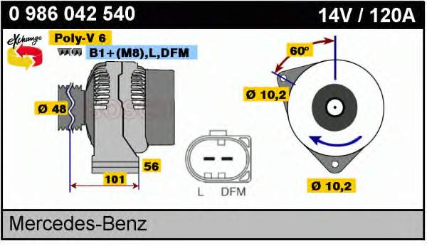 Alternador 0986042540 Bosch