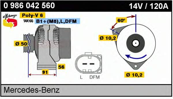 0986042560 Bosch Alternador de coche