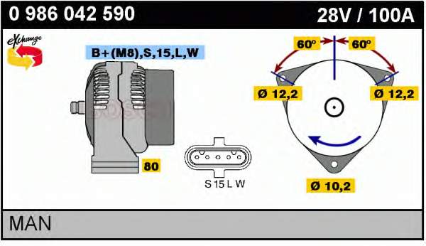 Alternador 0986042590 Bosch