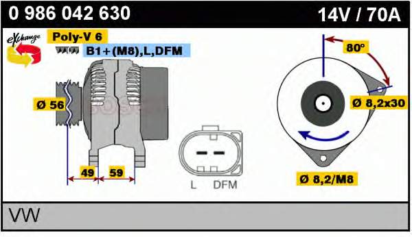 Alternador 0986042630 Bosch